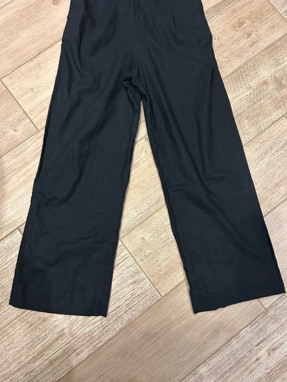 Abercrombie & Fitch Black Strapless Wide-Leg Jumpsuit- Linen and Cotton Blend - Picture 10 of 16